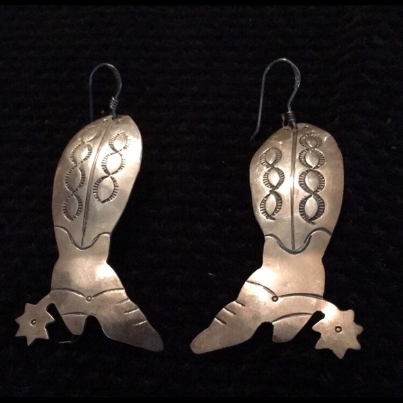 Vintage Boots & Spurs Native American Sterling Earrings - Picture 5 of 5